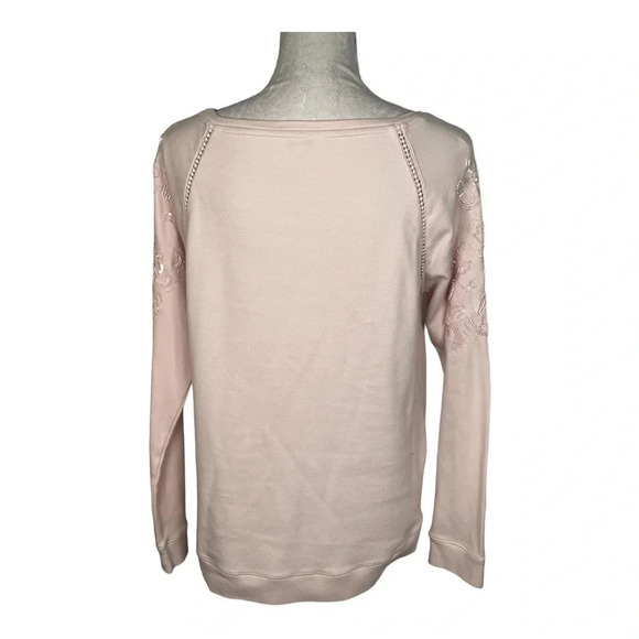 Crown & Ivy Light Pink Beaded Sleeve Top - Picture 2 of 6